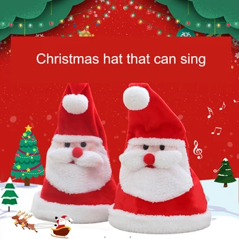 

Musical Bell Christmas Santa Antler Hat Singing Dancing Moving Electric Antler Hat Plush Adult Hat Winter Warm Gift