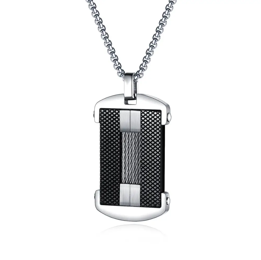 Нержавеющая сталь Военная пластина воротник Dogtag ID кулон ожерелье для мужчин