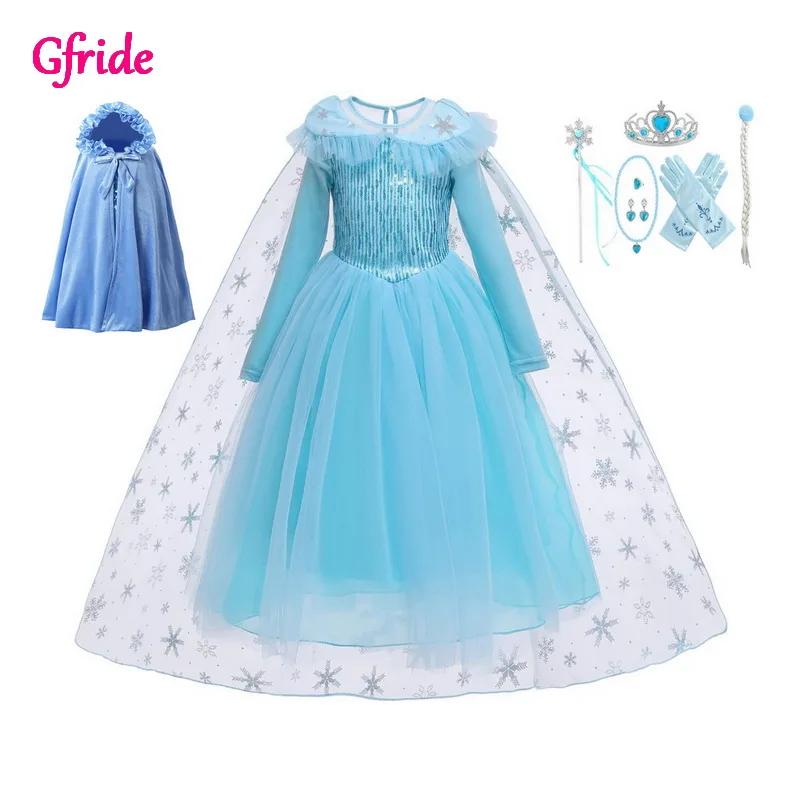 Платье для девочек с плащом длинным рукавом блестками Хэллоуина Рождества