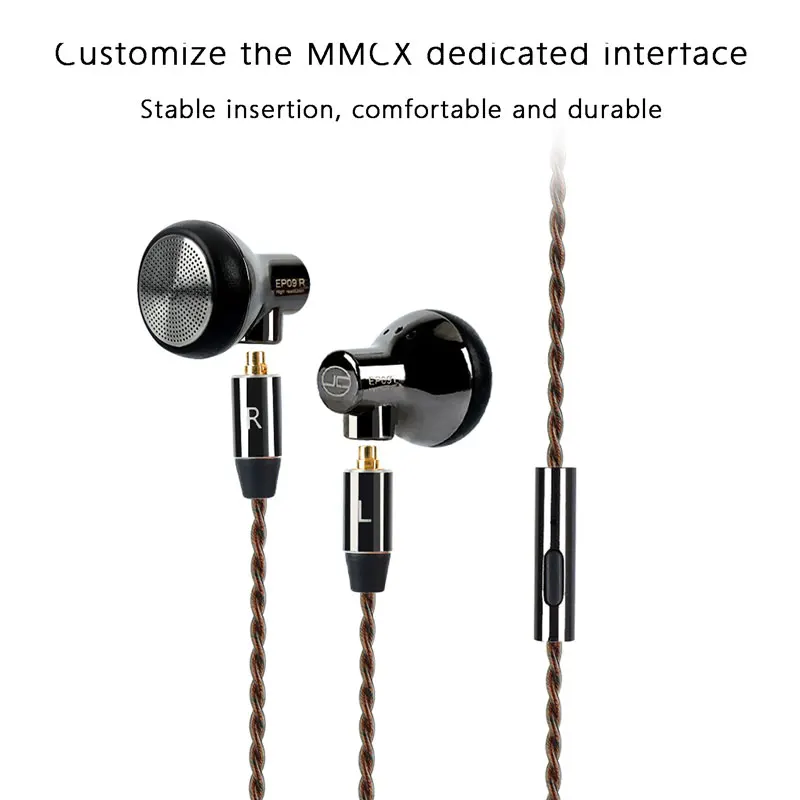 JCALLY EP09 Dynamic in Ear Earphones Oxygen Free Copper Silver Plated Earbuds Wired Headphones High Purity OFC Headset