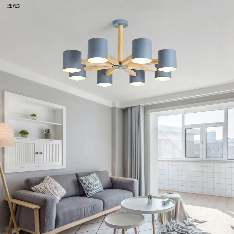 moden led wooden chandelier lighting for dining room Bedroom living room study  solid LED lamp for living room