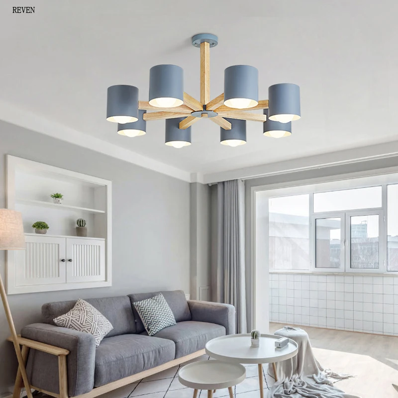 

moden led wooden chandelier lighting for dining room Bedroom living room study solid LED lamp for living room