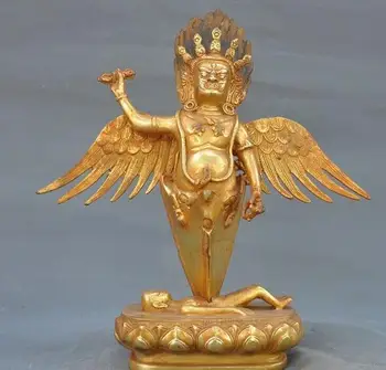 

Tibetan bronze Gilt Garuda Bird Eagle Mahakala Dorje Vajra phurpa Dagger statue