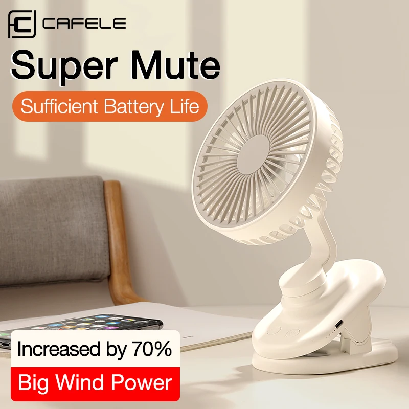 

Cafele Mini Desktop Fan USB Rechargeable Summer Air Cooling Portable Clip style Desk Fan Small Mute Office Home Travel Car Fan