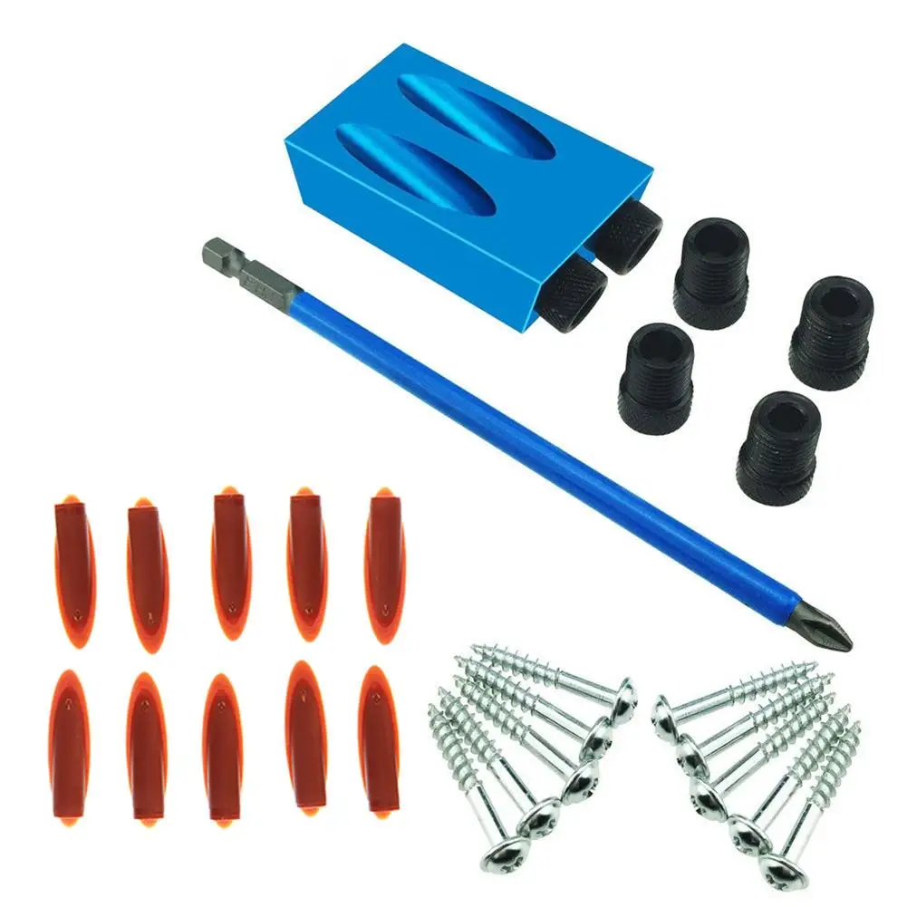 

28PCS Oblique Hole Positioner Aluminium Alloy Woodworking Hole Puncher 15 Degree Bevel Slotting Angle Positioner Kit