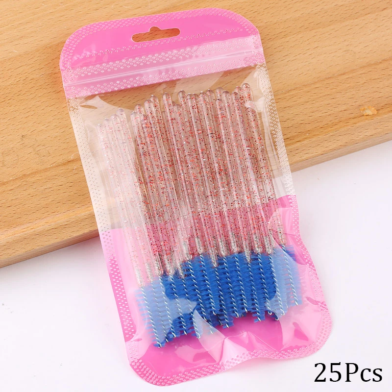 B-Blue-25pcs 50 шт. одноразовый Кристалл щеточки с тушью для ресниц палочки Аппликатор Прививка ресниц Керлинг гребень Красота Макияж инструмент - Handle Color: B-Blue-25pcs