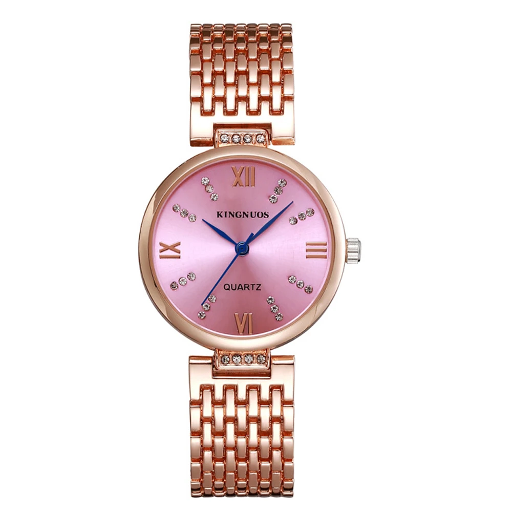 

KINGNUOS Women Watches Luxury Diamond Wrist Watch Female Hour Saat Horloge Pink Gold Hodinky Relojes Para Mujer Ladies Watch