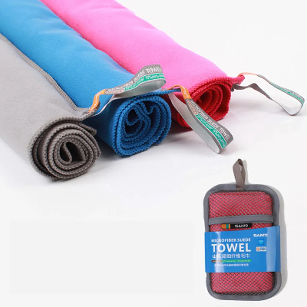 Полотенце из микрофибры для улицы унисекс с сумкой для переноски, одноцветное, среднее, быстросохнущее полотенце, отлично подходит для путешествий# T10