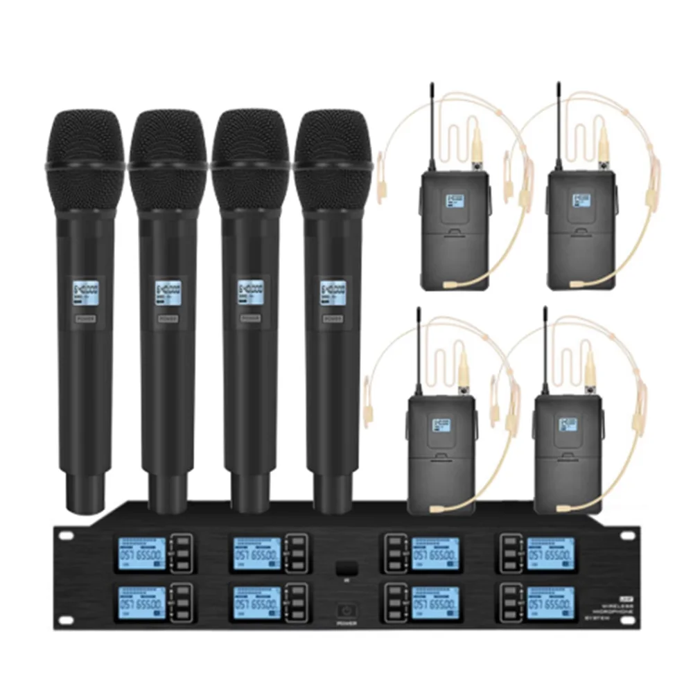 Professional UHF wireless microphone 8 channel handheld microphone lavalier stage performance conference wireless lavalier microphone wireless handheld microphone