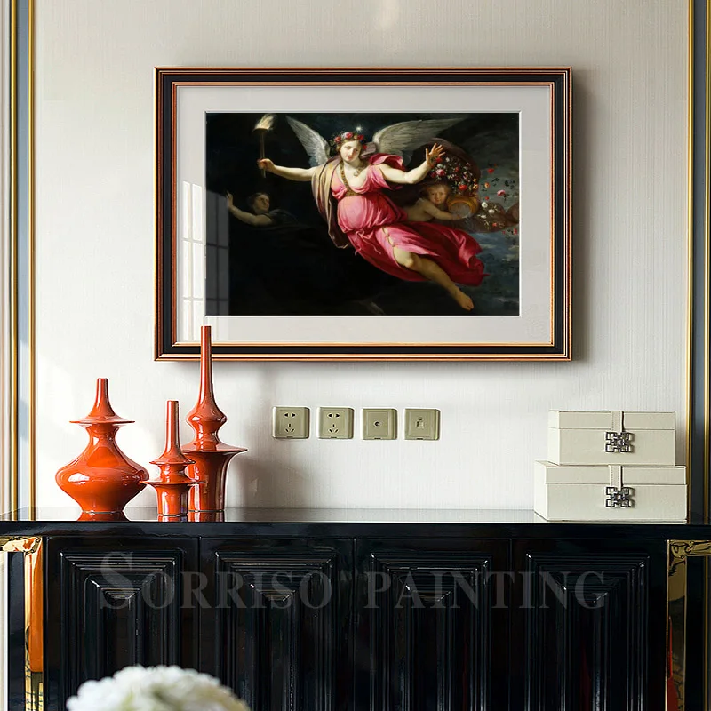 Европейский ретро-Ангел Нотр-дама богиня Холст Картина маслом для гостиной