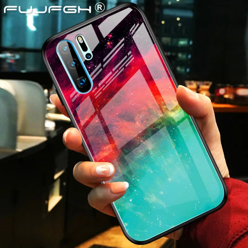 Градиентный стеклянный чехол для телефона huawei P20 P30 Pro mate 30 20 Lite Nova 5 Y6 Y9 модный мраморный Радужный защитный чехол