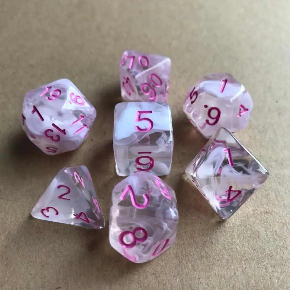 7 шт./компл. 17 цветов многогранные игральные кости d & d4 d6 d8 d10 % d12 d20 полигедрические