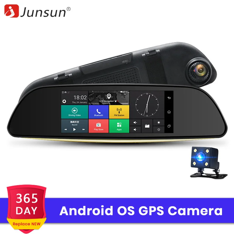 Junsun E515 Двухканальный автомобильный видеорегистратор android 5.0 Bluetooth 3G GPS
