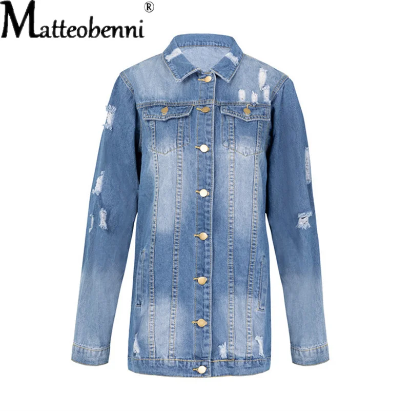 Fashion Cowgirl Jacket Denim Jacket Popular Style Mid Length Dark Hole Denim Trench Coat Leisure And Breathable Sports Outdoor
