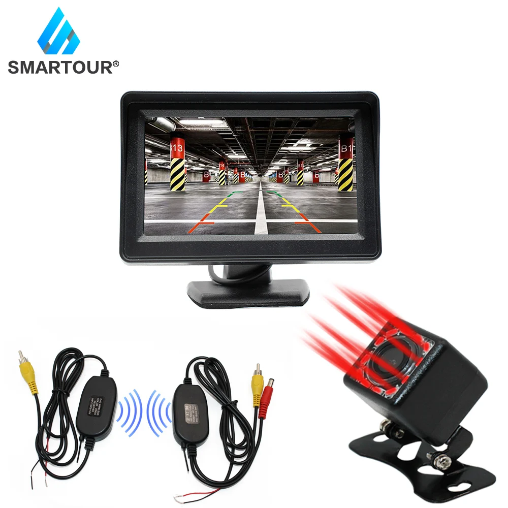 

Smartour 4.3 inch Foldable Car Rear View Monitor Reversing LCD TFT Display with Night Vision Backup Rearview Camera for Vehicle