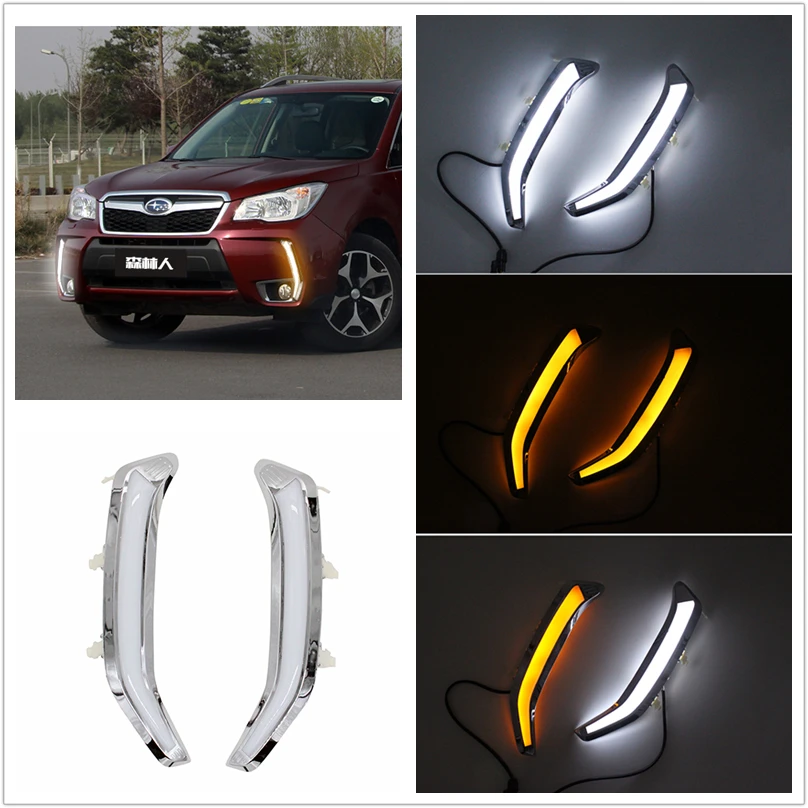 Для Subaru Forester 2013 светодиодный DRL дневные ходовые огни дневного света Водонепроницаемый желтый сигнал