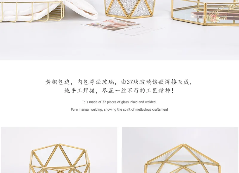 Glass Storage Container Northern European-Style INS Gold Makeup Brush Storage Bucket Brass Simple Flower Vase
