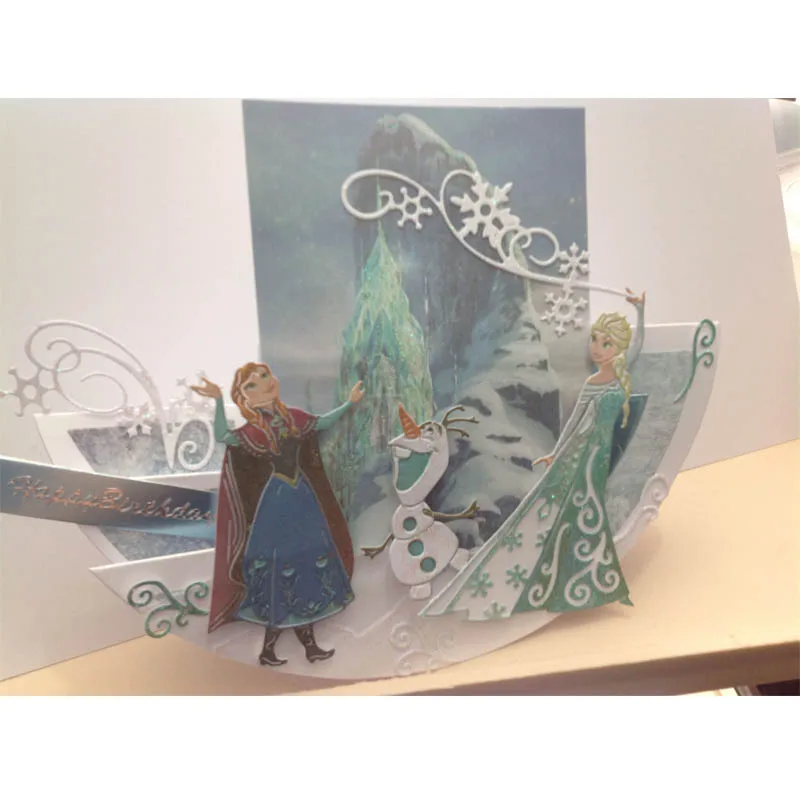 Мультфильм Let It Go киносцены Волшебные ледяные снежинки дерево замок предложение цветок металлические Вырубные штампы Горячие скрапбукинги украшения карты