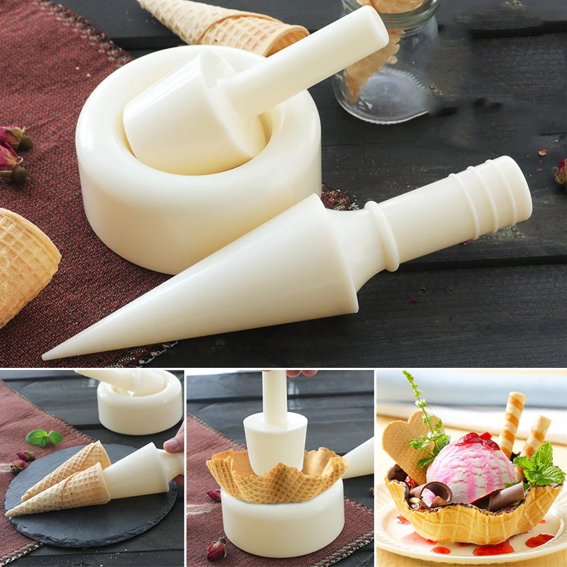 Ruiqas Ice Cream Wooden Mold Cone Pastry Waffle Roller DIY Cooking Decorating Baking Accessory Kitchen Tool 