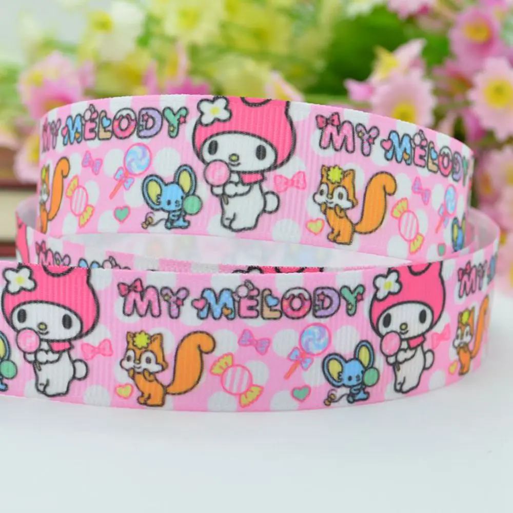 7/" 22 мм MY Melody напечатанная корсажная лента бант для волос вечерние украшения DIY ручной работы OEM 50YD - Цвет: Красный