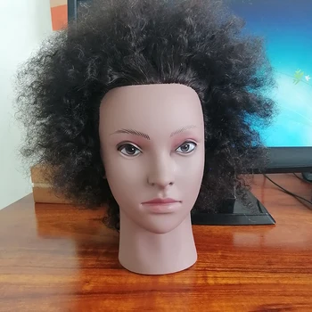 

Female Afro Mannequin Head Hairdressing Training Head For Solon Cosmetology Manikin Dummy Doll Head With Human Hair For Women