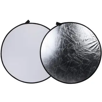 

32" 80cm 2 in 1 Silver/White Collapsible disc Light Reflector for Flash Photo Studio