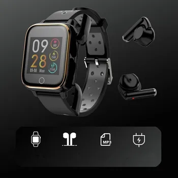 

2 in 1 Bluetooth Headset MP3 Smart Watch Men 5ATM Heart Rate Tracker Call/Message Reminder Smartwatch Women for Android iOS