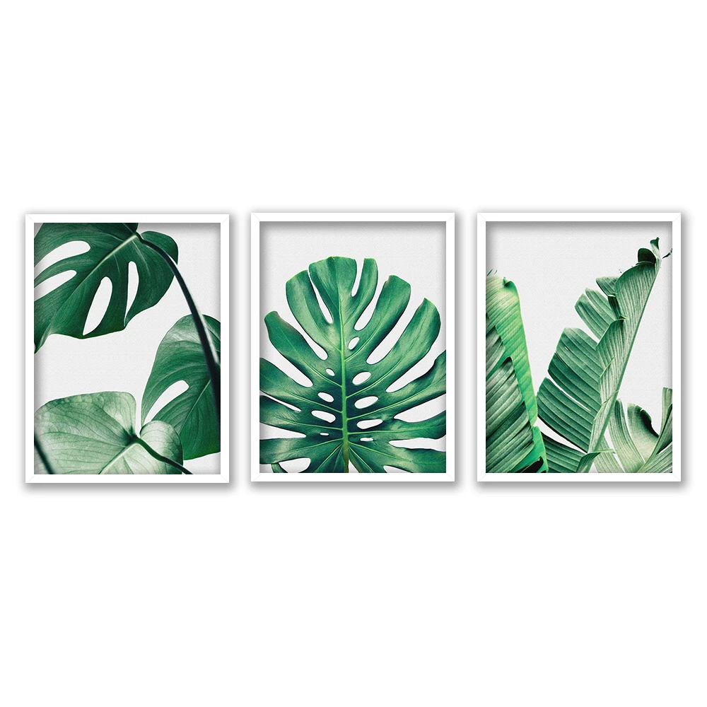

Canvas Wall Art Simple Life Painting Dathroom Wall Decor Monstera Plant 3 Pieces Framed Canvas Pictures Contemporary Watercolor