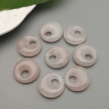

Fashion natural roses quartz stone 18mm gogo donut pendants charms beads for jewelry making Wholesale 12pcs/lot free shipping