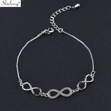 SINLEERY популярный крошечный Кристальный браслет бесконечности для женщин Горячая Мода Серебряная Золотая цепочка на руку массивные ювелирные изделия SL023 SSB