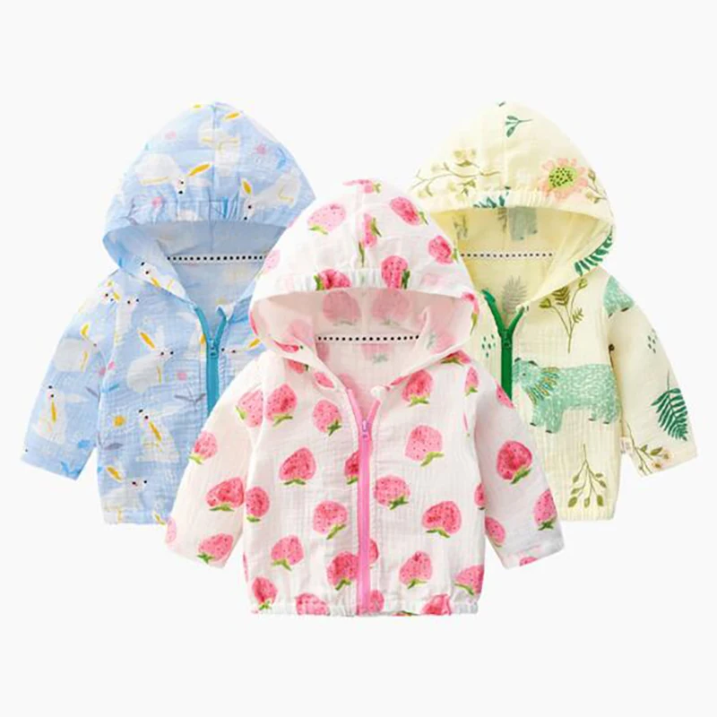 

Children's Hooded Sun Protection Clothing Summer Sun Jacket Outwear Breathable Spring cotton clothes YZM021