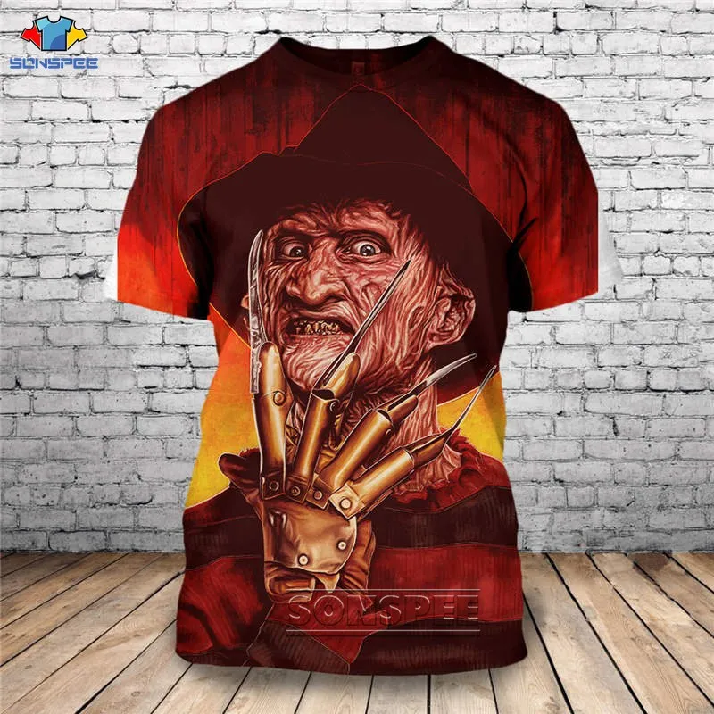 

SONSPEE Summer Streetwear Top T Shirt Women Freddy 3D Print T-shirts Men Short Sleeve Funny Cool Oversized T Shirt Streetwear