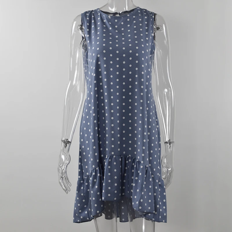 Polka Dot Chiffon Sleeveless Mini Sundress-1