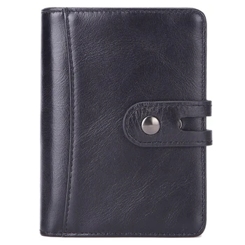 

AUAU-MISFITS Multi-Card Men's Wallet Business Short Paragraph Buckle Zipper Leather Wallet Purse Card Package