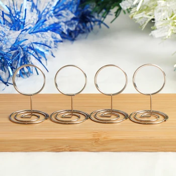 

5 PCs Metal Circle Note Clip Silver Business Card Holder Office Message Folder Wedding Party Place Card Holder Desktop Decor