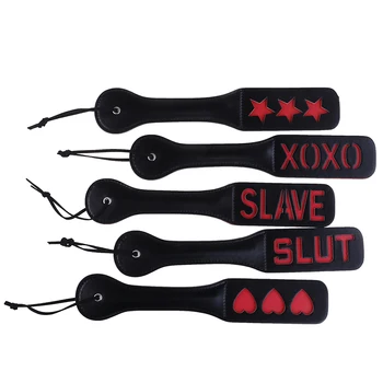 Slave Love Slut SM Flog Spank Paddle Beat Submissive Slave BDSM Pink Kinky Fetish Whip Sluts Paddles Adult Sex Toys Bondage Set 2