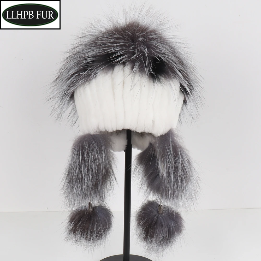 

Женская зимняя шапка-бомбер из натурального Лисьего меха