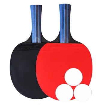 

Sport Professional Teenagers Bat Double Face Lightweight Long Short Handle Table Tennis Racket Set Rubber Powerful With 3 Balls