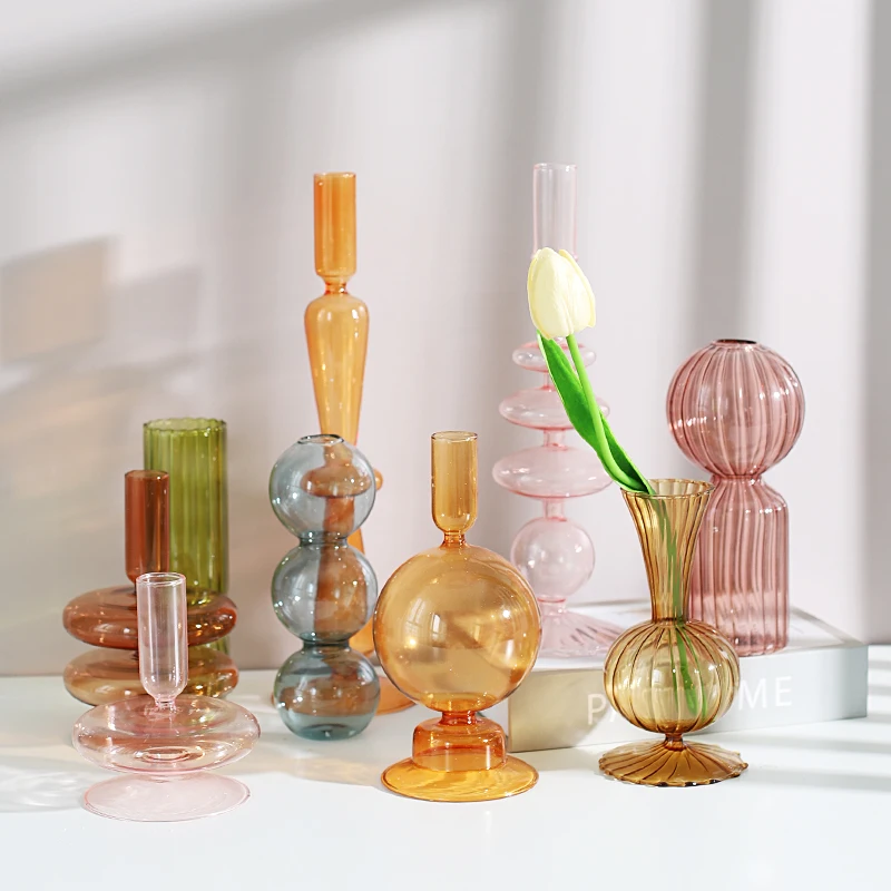 Nordic Glass candle holders romantic Dinner home decoration candlestick for birthday wedding candle holder portavelas decor candle holders