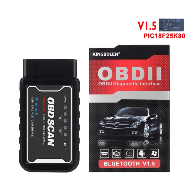 ELM327 автомобильный OBD II диагностический инструмент автоматический сканер считыватель кодов WiFi bluetooth V1.5 PIC18F25K80 чип для IPhone/Android/PC - Цвет: bluetooth Version B