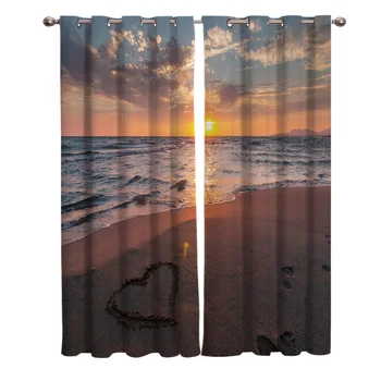 

Valentine'S Day Sunset Love Sea Printing Curtains Living Room Bedroom Curtain Necessary Home Decoration Kids Window Drapes