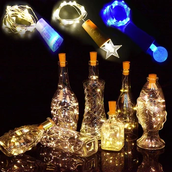 

String Led Wine Bottle with Cork Stopper 20LED Lights Battery for Party Wedding Christmas Halloween Bar Decor Warm White DIY