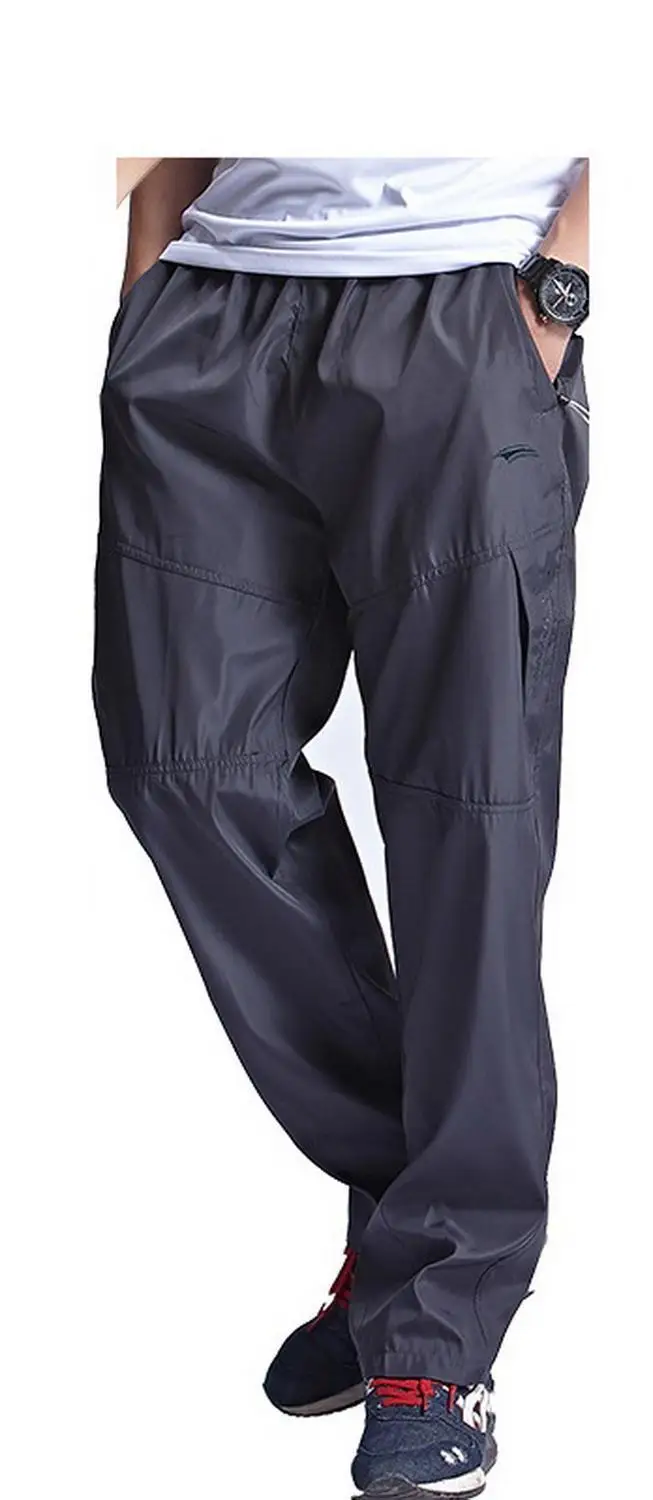 New Autumn Winter Warm Fleece Pants Mens Thick Wool Trousers Man's Elastic Waist Heavyweight Pants Male With Zipper Pocket - Цвет: K09Gray