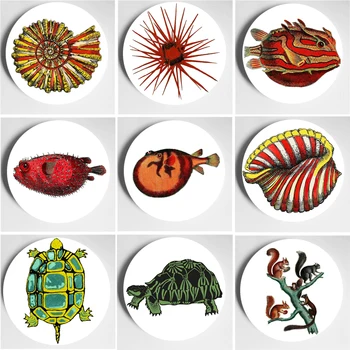 

Wall-Hanging Handbuild Art Plate Round-Dish Elegant Handicrafts Exquisite Ornaments Home Bar Studio Decorative Background