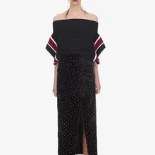 Новое поступление, черные бархатные женские юбки в горошек