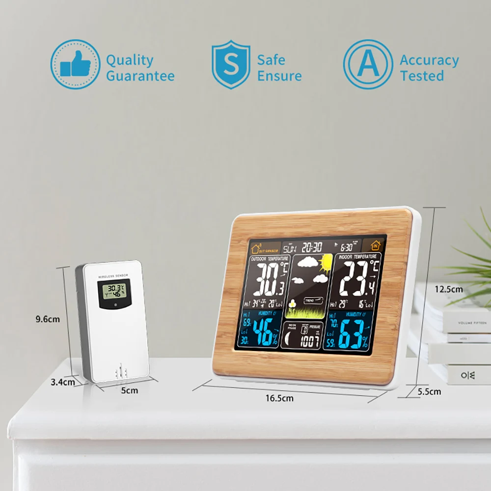 indoor sensor termômetro higrômetro digital despertador barômetro previsão cor
