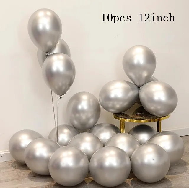 10pcs Metal Silver Только что женатый воздушный шар Mr Mrs сердце любовь большая роза Золото Алмаз вечерние украшения невесты Большой Свадебный шар невесты быть помолвкой - Цвет: 10pcs Metal Silver