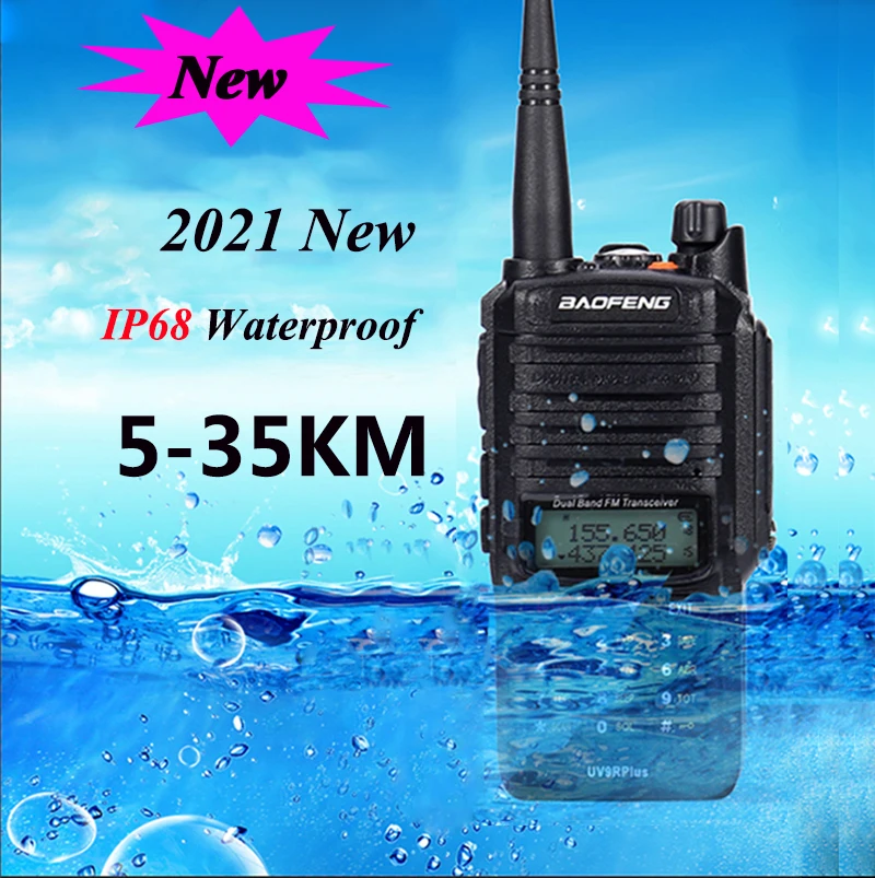Baofeng-walkie-talkie UV 9R plus, estación de radio CB de largo alcance, 10W, hf, transceptor, vhf, uhf, 40 km, 50km, 2021