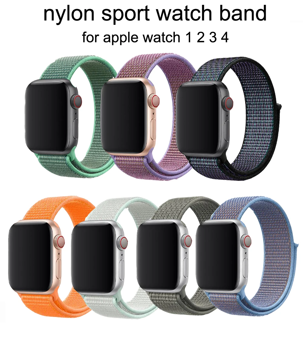 Спортивные тканая нейлоновая петля ремешок для apple watch band 40 мм 44 мм, 38 мм, 42 мм, нейлоновый ремешок для iwatch 4 серии 1/2/3series 5