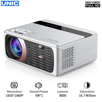 UNIC-miniproyector CP600 HD, 4k, 8000 lúmenes, 1080p, LED, Android, WiFi, vídeo doméstico cine, HDMI